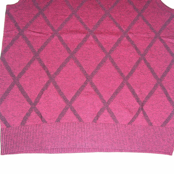 Mens V Neck Wine Red Argyle Sweater Vest 5XL XXXXX - Picture 4 of 8